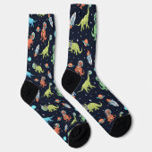 Kids Dinosaur Astronaut Pattern Socken (Rechts)