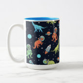 Kids Dinosaur Astronaut Pattern Zweifarbige Tasse (Links)