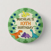 Kids Dinosaur Birthday Button (Vorderseite)