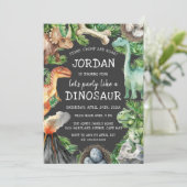 Kids Dinosaur Birthday Einladung (Stehend Vorderseite)