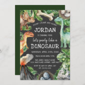 Kids Dinosaur Birthday Einladung (Vorne/Hinten)