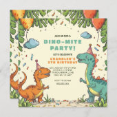 Kids Dinosaur Birthday Einladung (Vorne/Hinten)