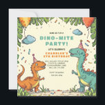 Kids Dinosaur Birthday Einladung<br><div class="desc">Eine lustige Geburtstagsfeier mit Dinosauriern,  die Party-Hüte tragen.</div>