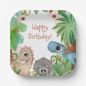 Kids Dinosaur Birthday Pappteller (Vorderseite)