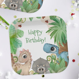 Kids Dinosaur Birthday Pappteller