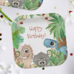 Kids Dinosaur Birthday Pappteller<br><div class="desc">Personalisieren Sie das Geburtstagsjahr auf diesen niedlichen Dinosaurier-Tellern,  die großartig für die Geburtstagsparty eines Kindes sind.</div>