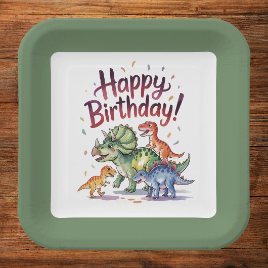 Kids Dinosaur Birthday Pappteller