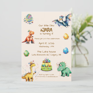 Kids Dinosaur Birthday Party Announcement Invite Einladung