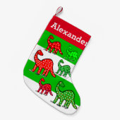 Kids Dinosaur Christmas Stocking Personalized Gift Kleiner Weihnachtsstrumpf (Vorderansicht (hängend))