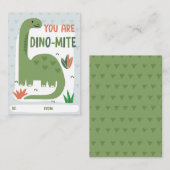 Kids Dinosaur Classroom Valentine Card Mitteilungskarte (Vorne/Hinten)