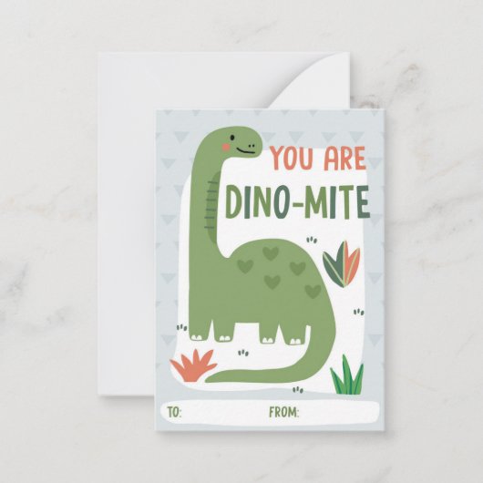 Kids Dinosaur Classroom Valentine Card Mitteilungskarte (Vorderseite)