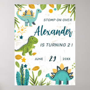 Kids Dinosaur Geburtstagsparty Willkommen Poster
