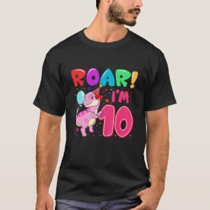 Kids Dinosaur Girl Roar Im 10-jährigen 10. Geburts T-Shirt
