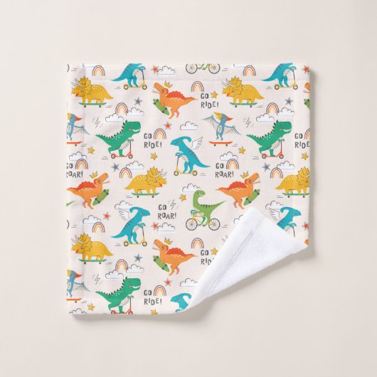 Kids Dinosaur Reisemuster Badhandtuch Set (Waschlappen)