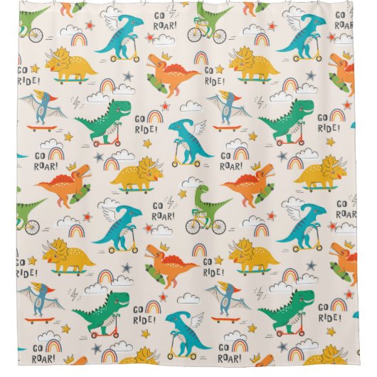 Kids Dinosaur Reisemuster Duschvorhang (Vorderseite)