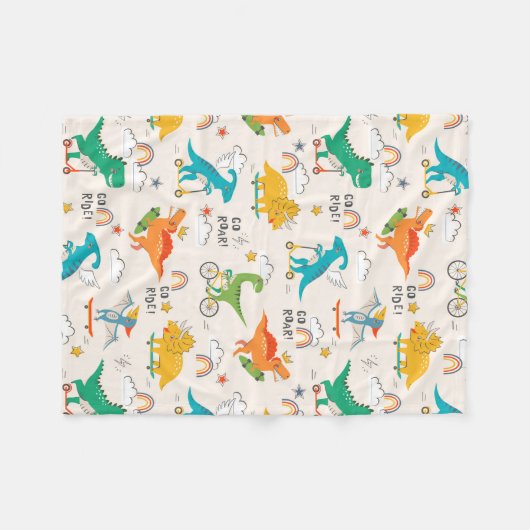 Kids Dinosaur Reisemuster Fleecedecke (Vorderseite (Horizontal))