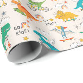 Kids Dinosaur Reisemuster Geschenkpapier (Rolleneckpunkt)