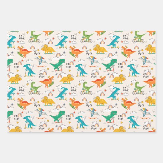 Kids Dinosaur Reisemuster Geschenkpapier Set (Vorderseite 3)