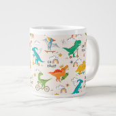 Kids Dinosaur Reisemuster Jumbo-Tasse (Vorderseite Rechts)