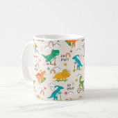Kids Dinosaur Reisemuster Kaffeetasse (Vorderseite Links)