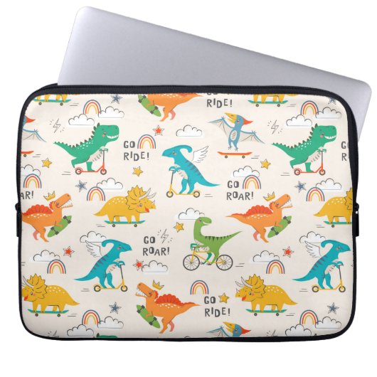 Kids Dinosaur Reisemuster Laptopschutzhülle (Vorderseite)