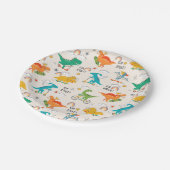 Kids Dinosaur Reisemuster Pappteller (Schrägansicht)
