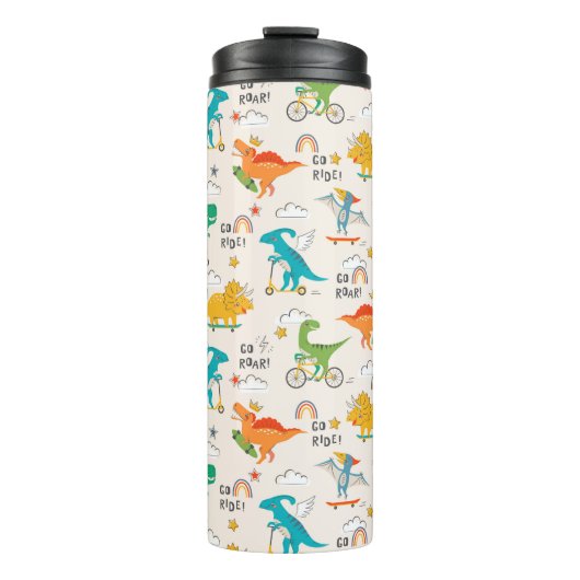 Kids Dinosaur Reisemuster Thermosbecher (Vorderseite)