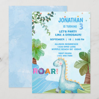 Kids Dinosaur T Rex Geburtstagsparty Einladung