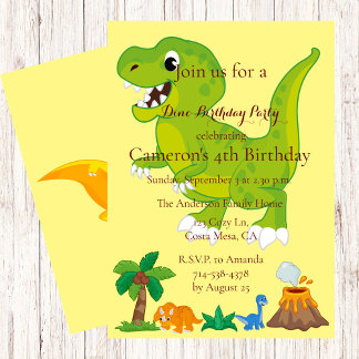 Kids Dinosaur Thema Geburtstagsparty Einladung