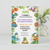 Kids Dinosaur Themed Birthday Einladung (Stehend Vorderseite)