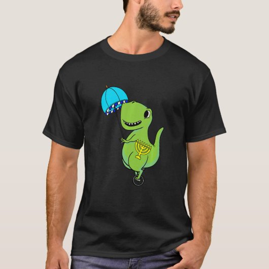 Kids Dinosaur Umbrella Hanukkah Rex Chanukah Jewis T-Shirt (Vorderseite)