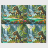 Kids Dinosaurier Jungle Print Geschenkpapier (Flach)