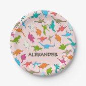 Kid's Dinosaurier Misty Rose Red Party Paper Telle Pappteller (Vorderseite)