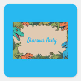 Kids Dinosaurier Party Square Sticker