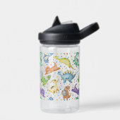 Kids Dinosaurier Tier bunt Polka Punkte Trinkflasche (Links)