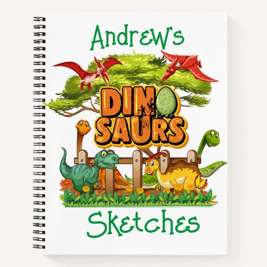 Kids Dinosaurs Sketch Notizblock (Vorderseite)