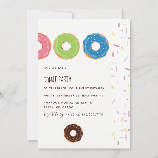 Kids Donut Party Einladung (Vorderseite)