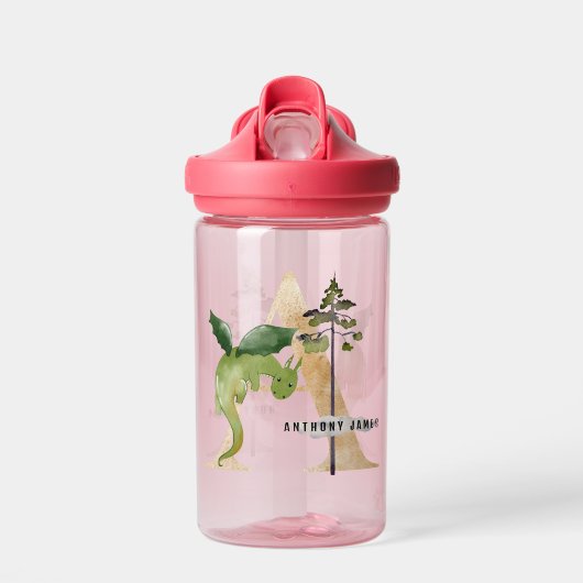 Kids Dragon Individuelle Name Monogram A School Pl Trinkflasche (Vorne)