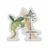 Kids Dragon Individuelle Name Monogram A Vinyl Sti Aufkleber (Vorderseite)