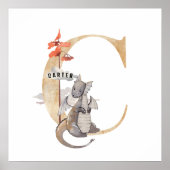 Kids Dragon Individuelle Name Monogram C Kinderzim Poster (Vorne)