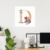 Kids Dragon Individuelle Name Monogram D Kinderzim Poster (Heimbüro)
