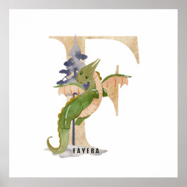 Kids Dragon Individuelle Name Monogram F Kinderzim Poster