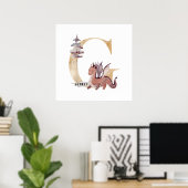 Kids Dragon Individuelle Name Monogram G Kinderzim Poster (Heimbüro)