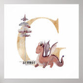 Kids Dragon Individuelle Name Monogram G Kinderzim Poster (Vorne)