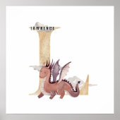 Kids Dragon Individuelle Name Monogram L Kinderzim Poster (Vorne)