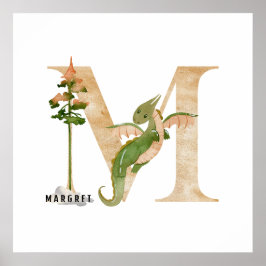 Kids Dragon Individuelle Name Monogram M Kinderzim Poster