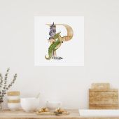 Kids Dragon Individuelle Name Monogram P Kinderzim Poster (Küche)