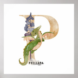 Kids Dragon Individuelle Name Monogram P Kinderzim Poster
