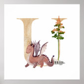 Kids Dragon Individuelle Name Monogram U Kinderzim Poster (Vorne)