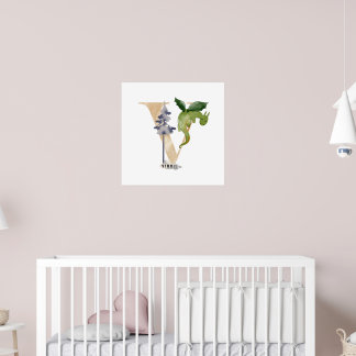 Kids Dragon Individuelle Name Monogram V Kinderzim Poster
